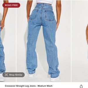 crossover straight leg jeans